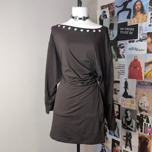 Grommet Detail Long Sleeve Mini Dress Gothic